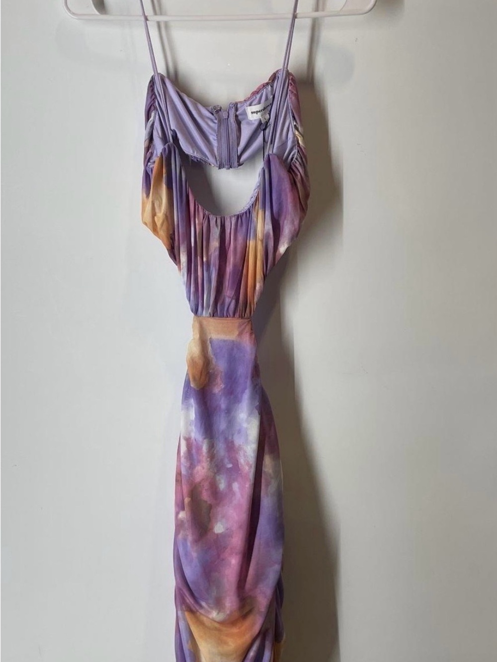 superdown Lavender & Mustard Tie-Dye Cutout Midi Dress
